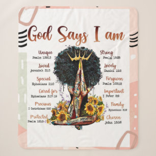 Manta Sherpa Dios dice que soy mujer cristiana negra Melanin Si