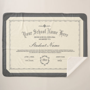 Manta Sherpa Diploma personalizado personalizado Carbón tradici