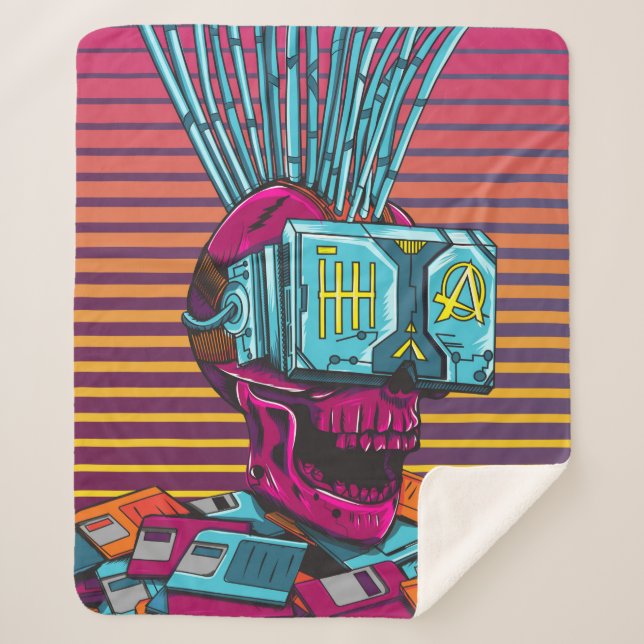 Manta Sherpa Disco Cyber Skull Virtual Reality Cyberpunk  (Anverso)
