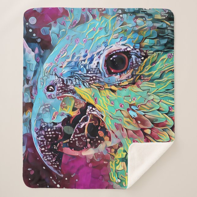 Manta Sherpa Diseño abstracto de loro tropical (Anverso)