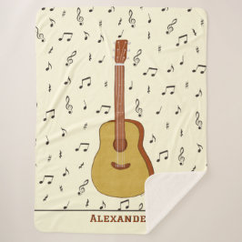 Manta Sherpa Diseño acogedor de notas de música guitariana