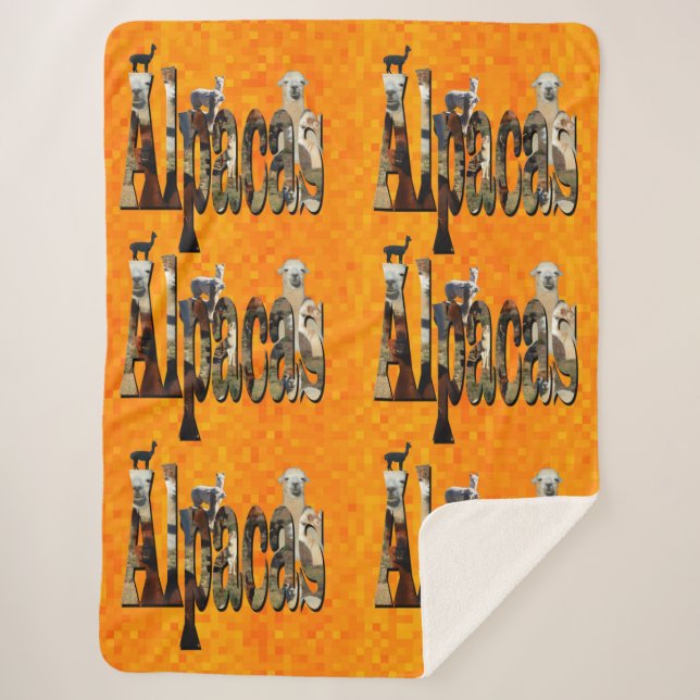 Manta Sherpa Diseño alpaca Naranja caliente, (Anverso)