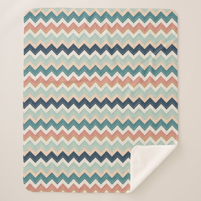 Manta Sherpa Diseño Chevron Moderno Suave Personalizado (Anverso)