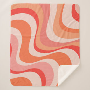 Manta Sherpa Diseño colorido y moderno de las olas retro