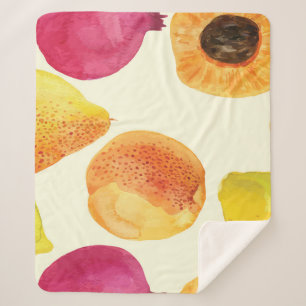 Manta Sherpa Diseño de acuarela de frutas frescas de época