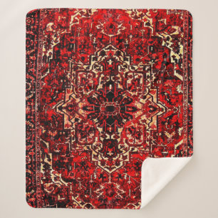 Manta Sherpa Diseño de alfombras orientales en rojo oscuro