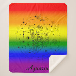 Manta Sherpa Diseño de Arcoíris de Orgullo LGBTQ del Zodíaco de