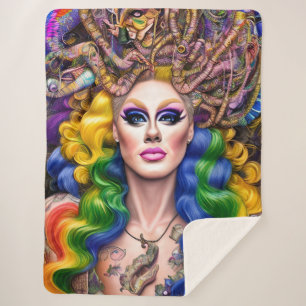 Manta Sherpa Diseño de arte de la Reina de la travesía arcoiris