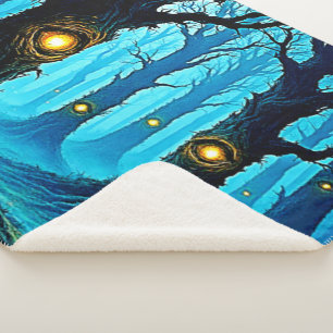 Manta Sherpa Diseño de bosque de ojos de fantasía oscura
