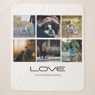 Manta Sherpa Diseño de Collage de Retrato de Familia Perro Amor