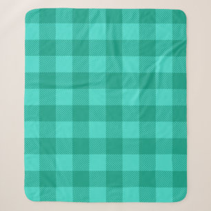 Manta Sherpa Diseño de cuadros escoceses de gingham azul verdos