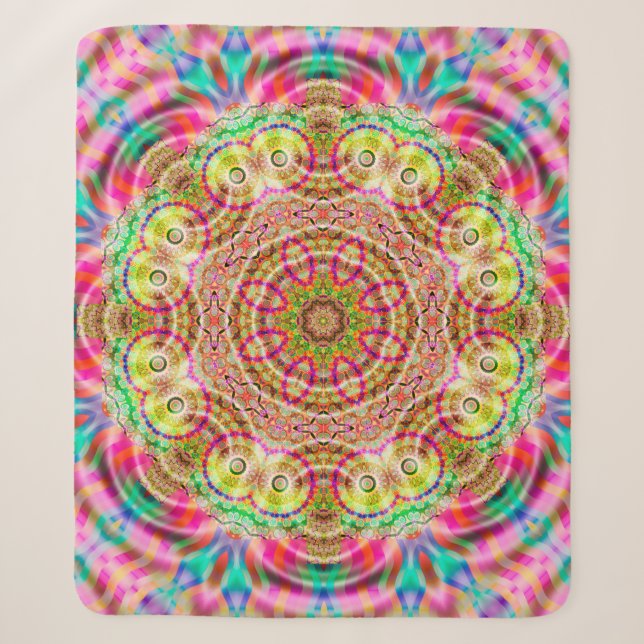 Manta Sherpa Diseño de flores de Mandala (Anverso)