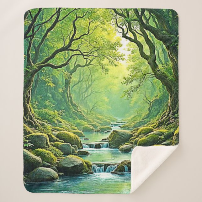 Manta Sherpa Diseño de flujo forestal encantado (Anverso)