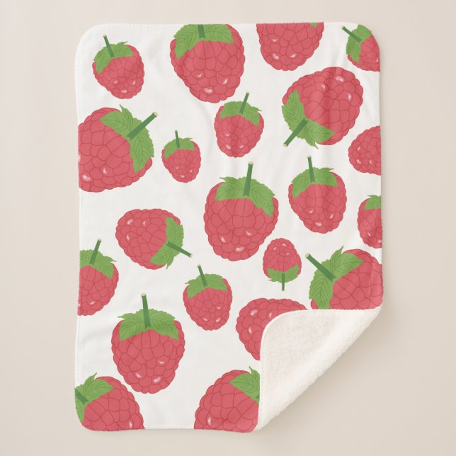 Manta Sherpa Diseño de fruta de frambuesa (Anverso)