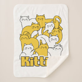 Manta Sherpa Diseño de Kitties Chubby - Arte gato adorable