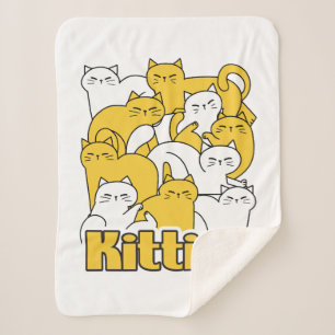 Manta Sherpa Diseño de Kitties Chubby - Arte gato adorable