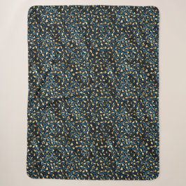 Manta Sherpa Diseño de la serie Leopardo Azul y Dorado 1
