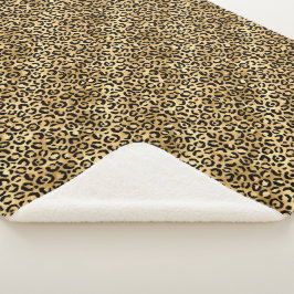 Manta Sherpa Diseño de la serie Leopardo Azul y Dorado 2