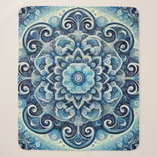 Manta Sherpa Diseño de Mandala de degradado azul 2