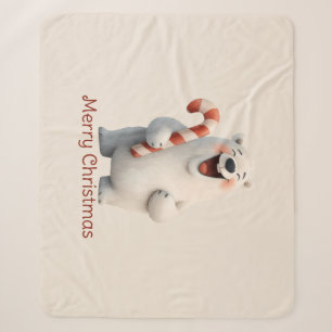 Manta Sherpa Diseño de osito polar navideño