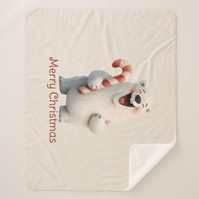 Manta Sherpa Diseño de osito polar navideño (Anverso)