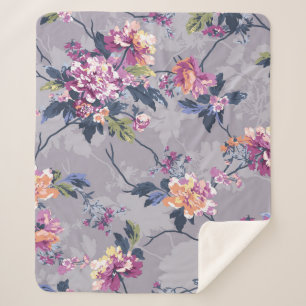 Manta Sherpa diseño de patrones de flores ilustraciones textile