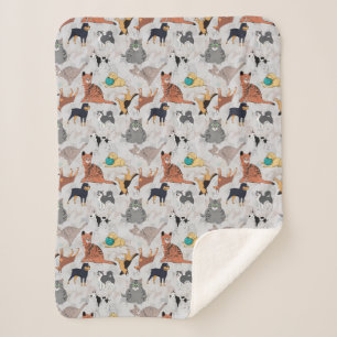 Manta Sherpa Diseño De Patrones De Perros Y Gatos Cutos