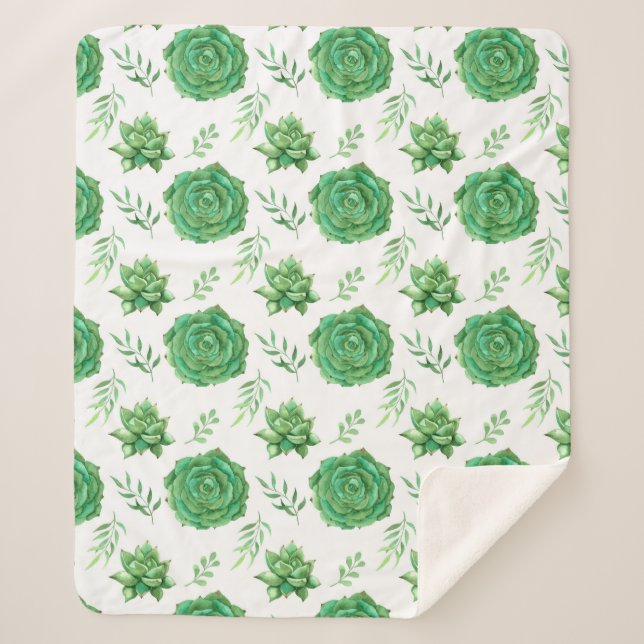 Manta Sherpa Diseño de patrones de vegetación ascendente (Anverso)