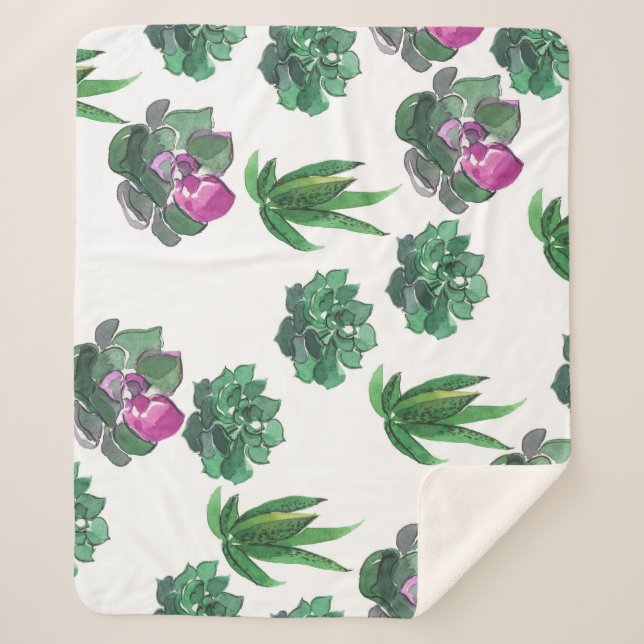 Manta Sherpa Diseño de patrones sin inconvenientes de acuarela (Anverso)