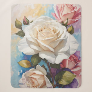Manta Sherpa Diseño de pintura Rose Bouquet