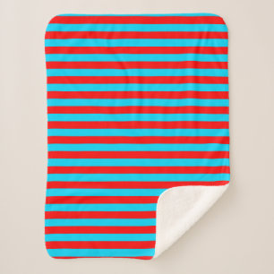 Manta Sherpa Diseño de Rayas Rojas y Azules
