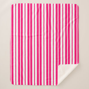 Manta Sherpa Diseño de rayas verticales rosadas en blanco
