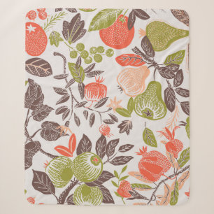 Manta Sherpa Diseño decorativo de tejas de frutas otoñales.