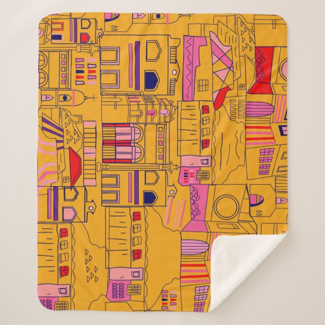 Manta Sherpa Diseño del patrón mexicano sin foco textil (Anverso)