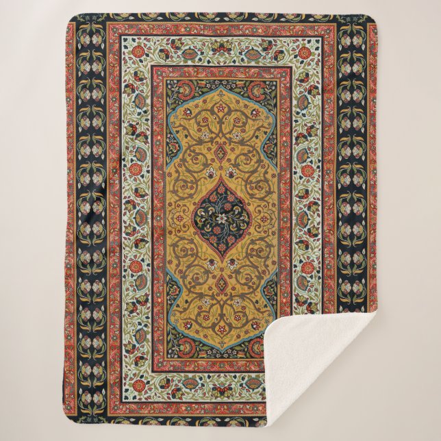 Manta Sherpa Diseño elegante de alfombra persa antigua (Anverso)