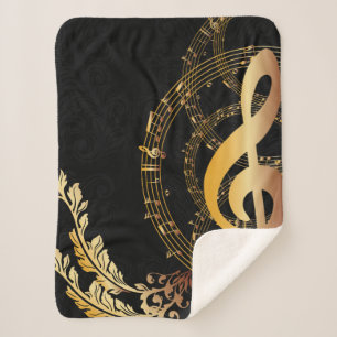 Manta Sherpa Diseño elegante de notas musicales