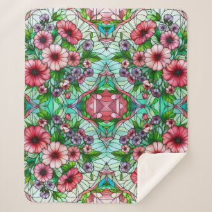 Manta Sherpa Diseño floral de vidrio templado