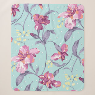 Manta Sherpa diseño floral ilustraciones textiles, arte de fond
