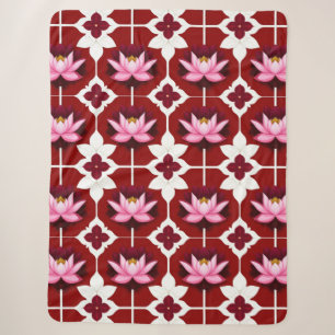 Manta Sherpa Diseño floral vibrante Loto rosa