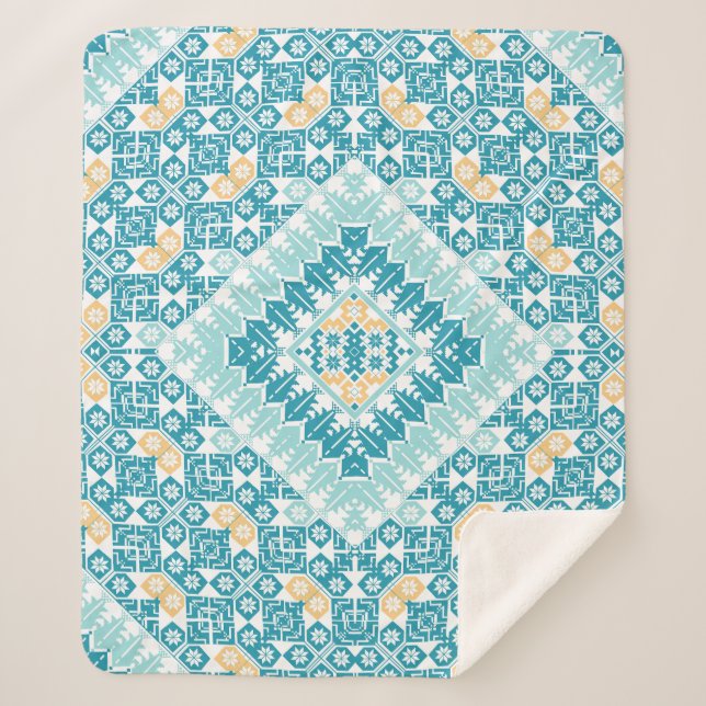 Manta Sherpa Diseño impreso con motivos de bordado palestino (Anverso)