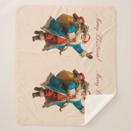 Manta Sherpa Diseño personalizado de Santa para Navidad vintage
