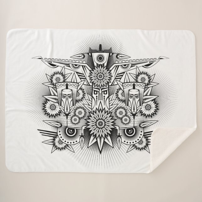 Manta Sherpa Diseño tribal artístico (Anverso (horizontal))