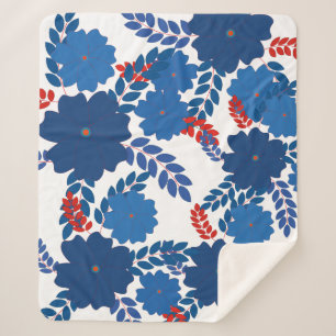 Manta Sherpa Diseño vectorial de flores azules simples
