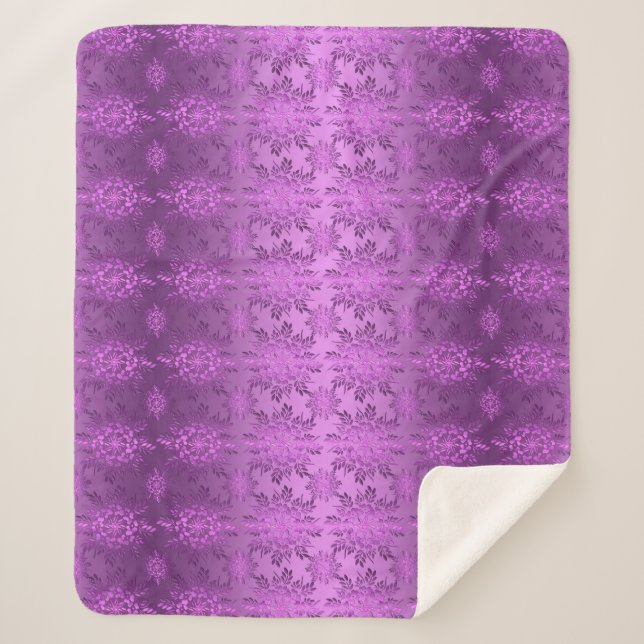 Manta Sherpa Diseño violeta floral retro (Anverso)