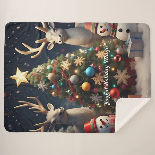Manta Sherpa "Diseños de adornos de Navidad" (Anverso (horizontal))