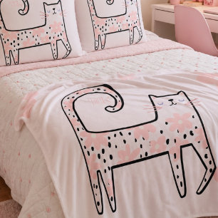Manta Sherpa Diversión Caprichosa Gato Floral Rosa Piensa en Ro