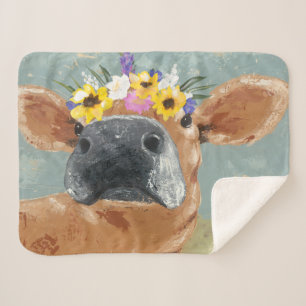 Manta Sherpa Diversión de la granja - vaca con la corona de la
