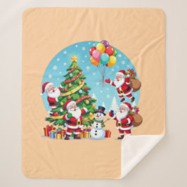 Manta Sherpa **“Diversión de Navidad con Multi-Santa – Transpar