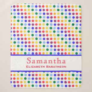 Manta Sherpa Divertido Rainbow Polka Dot Pattern Nombre persona