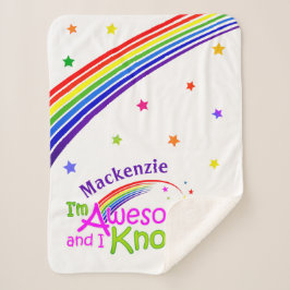 Manta Sherpa Divertido y lo sé con arcoiris en blanco